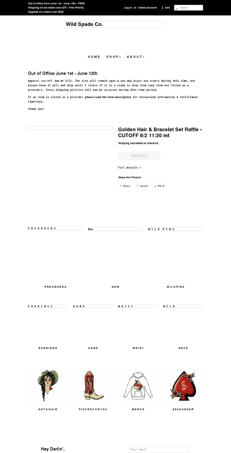 wildspadeco.com shopify website screenshot