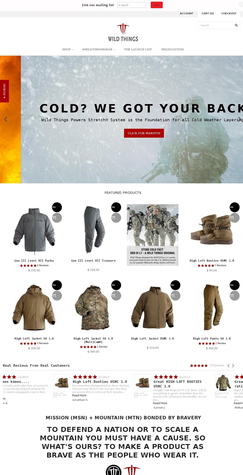 Prestige Shopify theme site example wildthingsgear.com