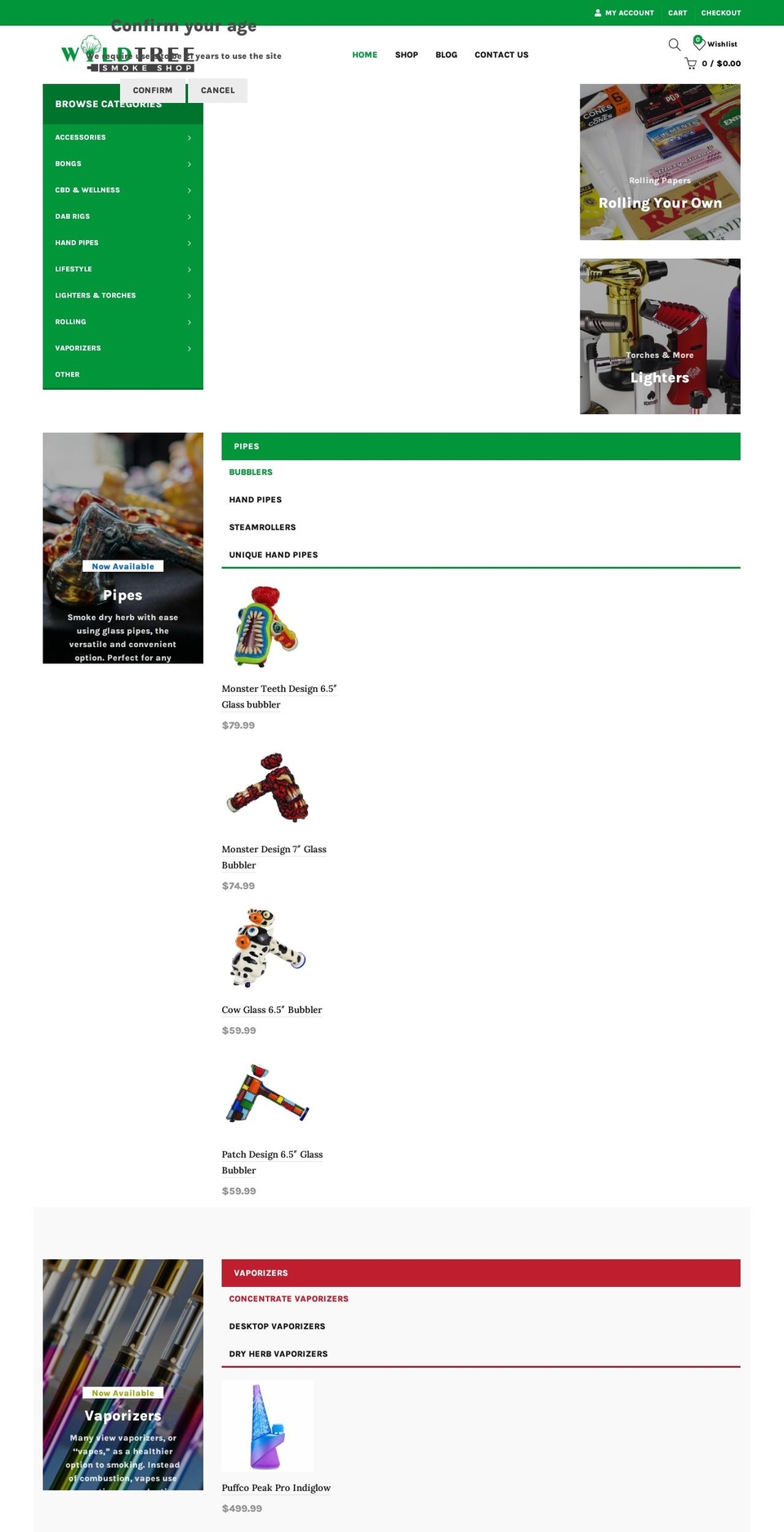 wildtreesmoke.com shopify website screenshot