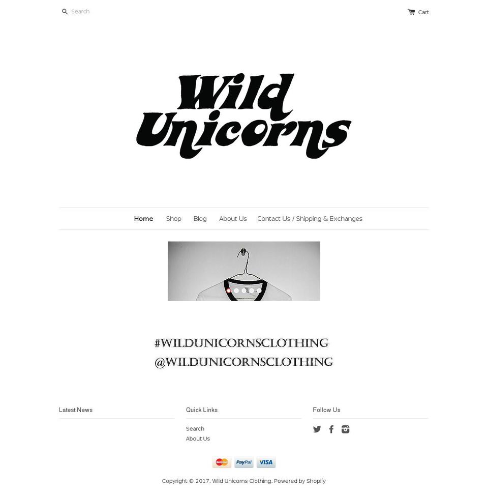 wildunicornsclothing.com shopify website screenshot