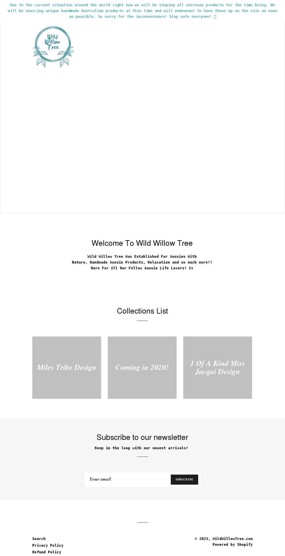 wildwillowtree.com shopify website screenshot