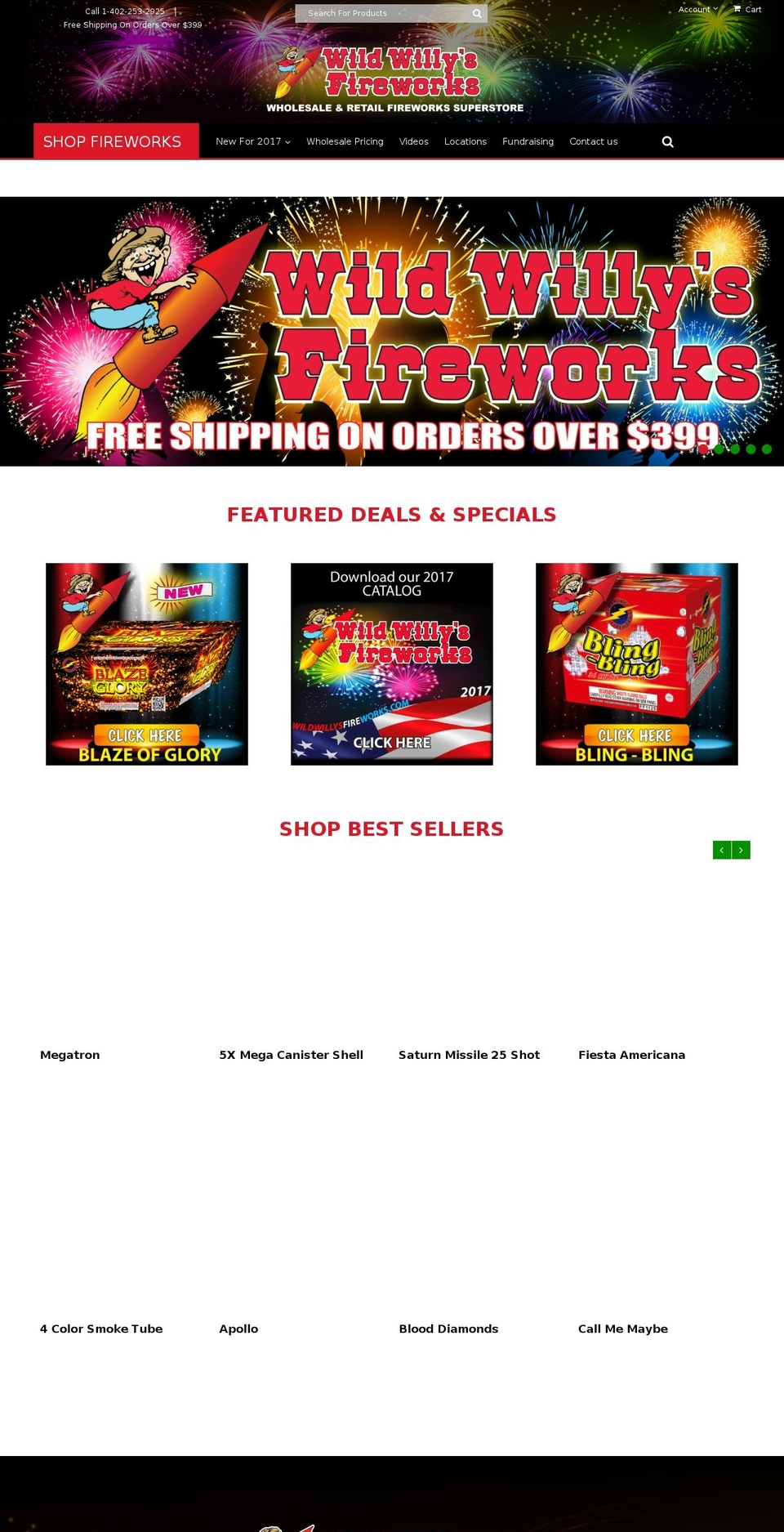 wildwillysfireworks.com shopify website screenshot