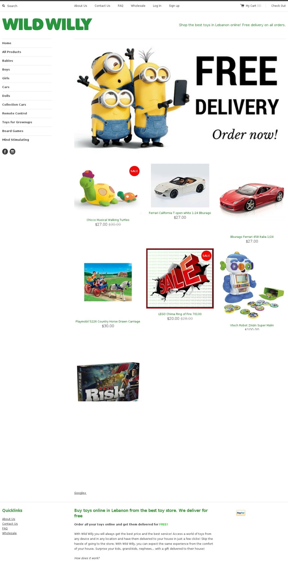 wildwillytoys.com shopify website screenshot