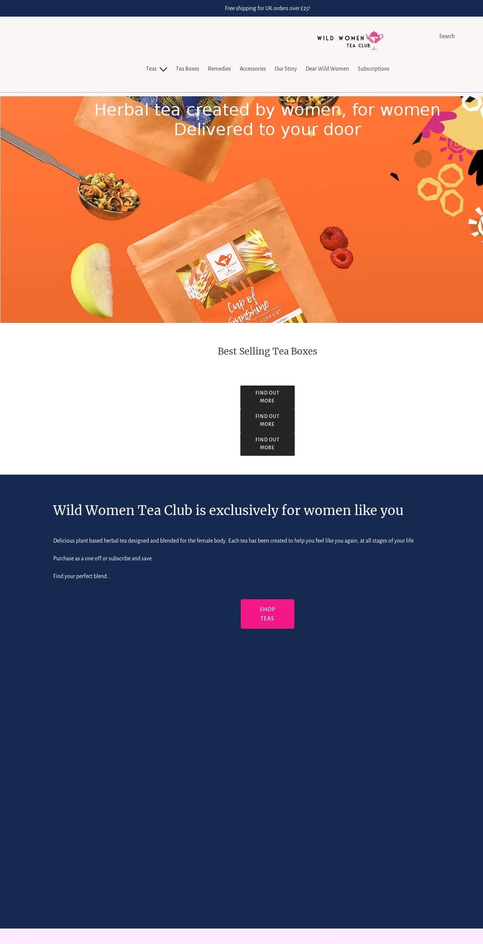 wildwomenteaclub.co.uk shopify website screenshot