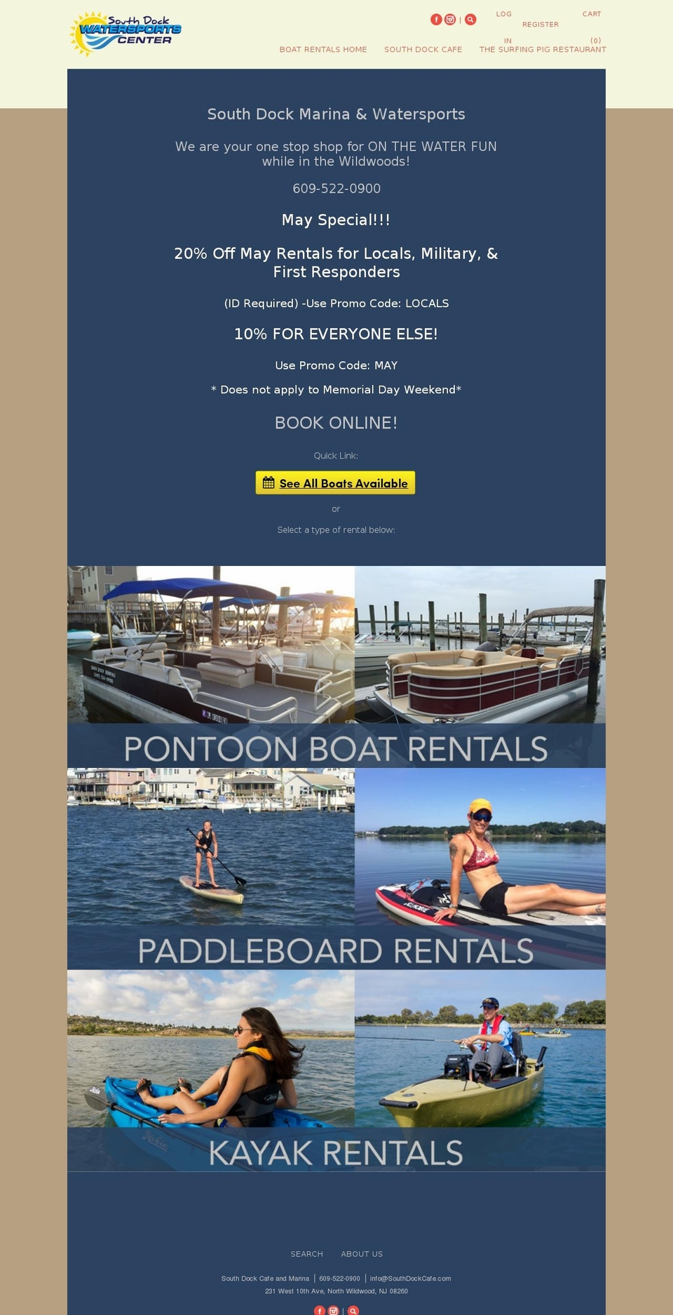 wildwoodboatrentals.com shopify website screenshot