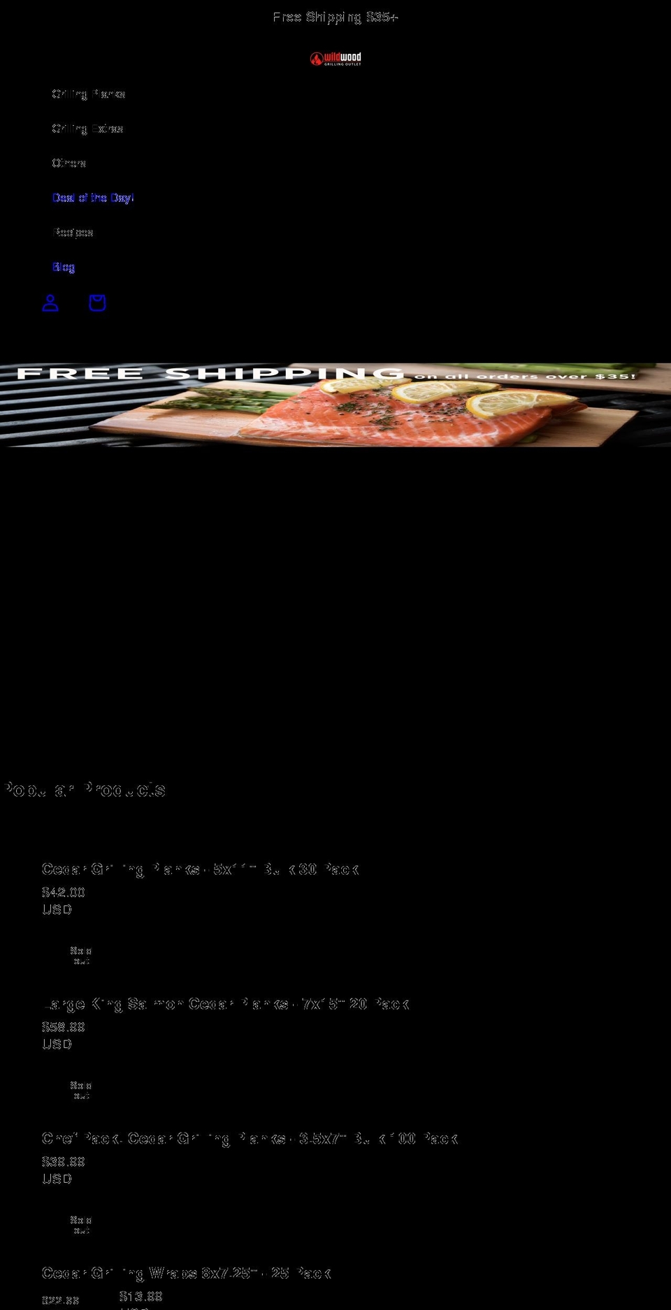 wildwoodgrillingoutlet.com shopify website screenshot