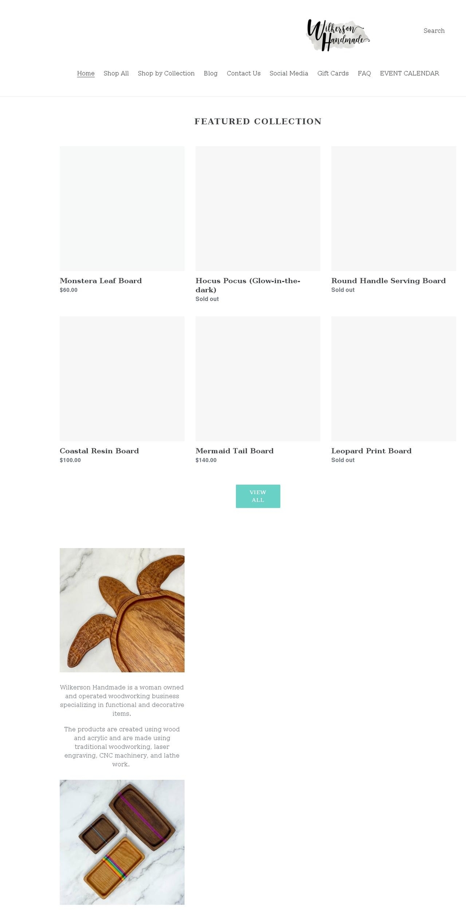 wilkersonhandmade.com shopify website screenshot