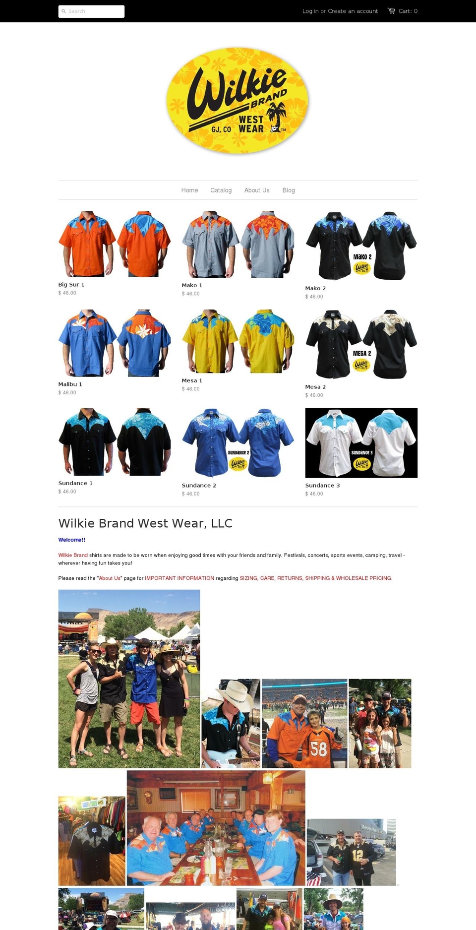 wilkiebrand.info shopify website screenshot