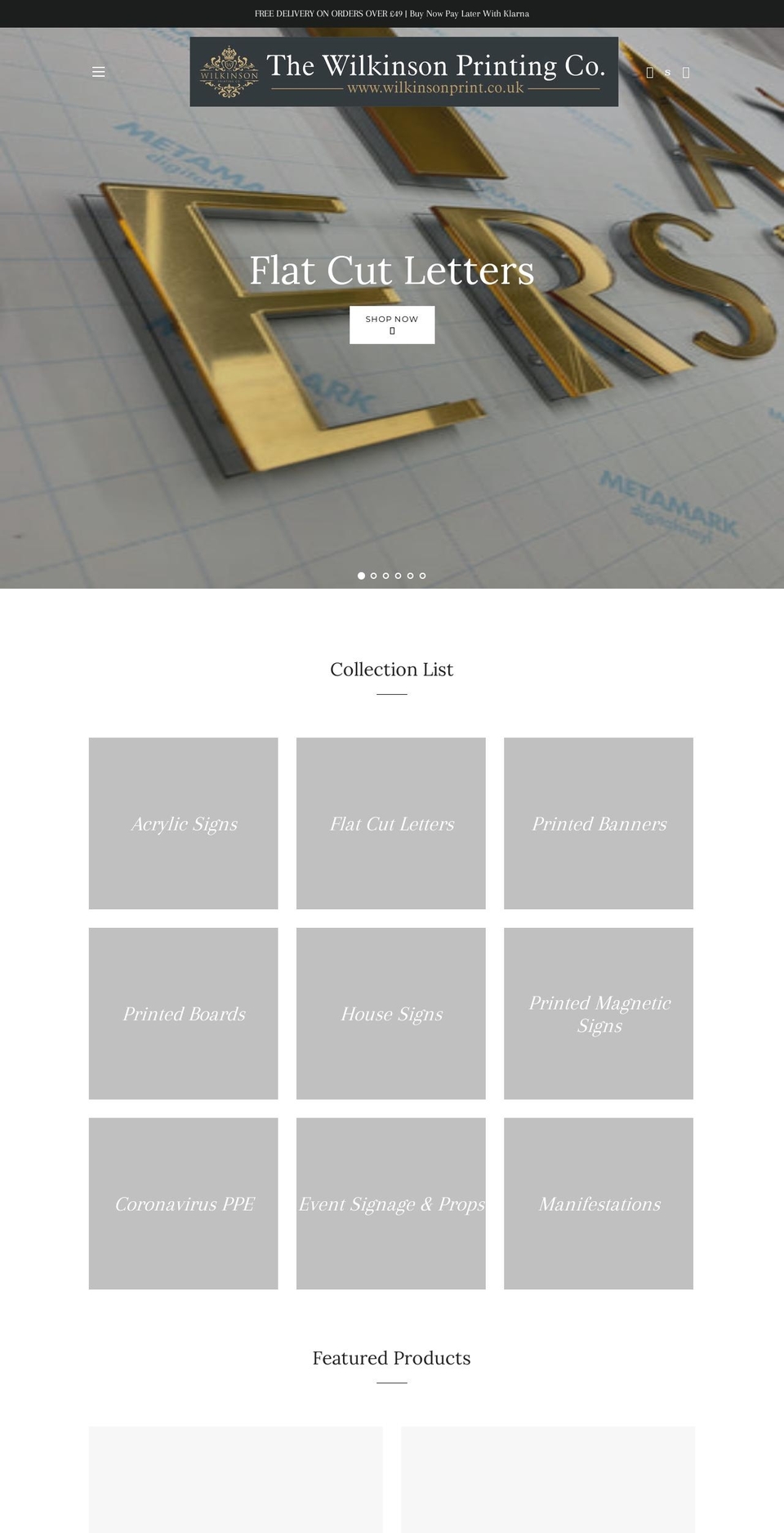 wilkinsonprint.co.uk shopify website screenshot