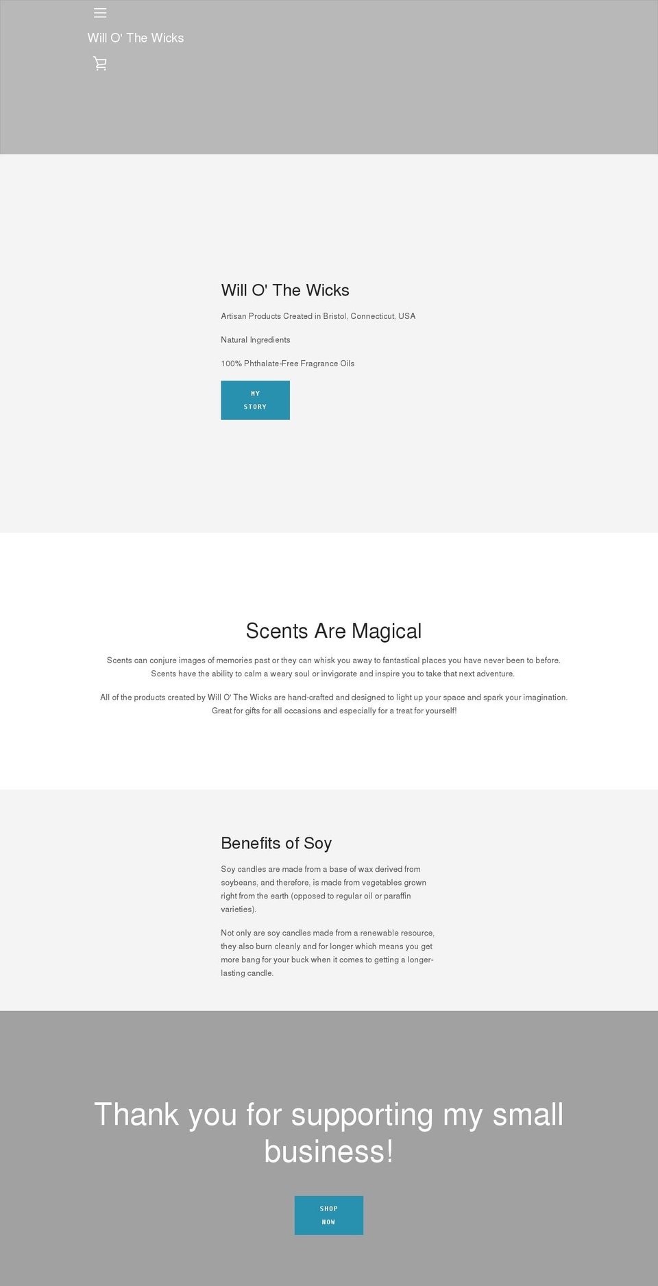 will-o-the-wicks.myshopify.com shopify website screenshot