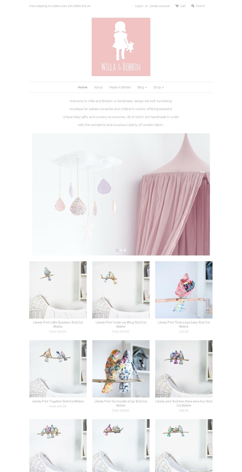 willaandbobbin.com shopify website screenshot