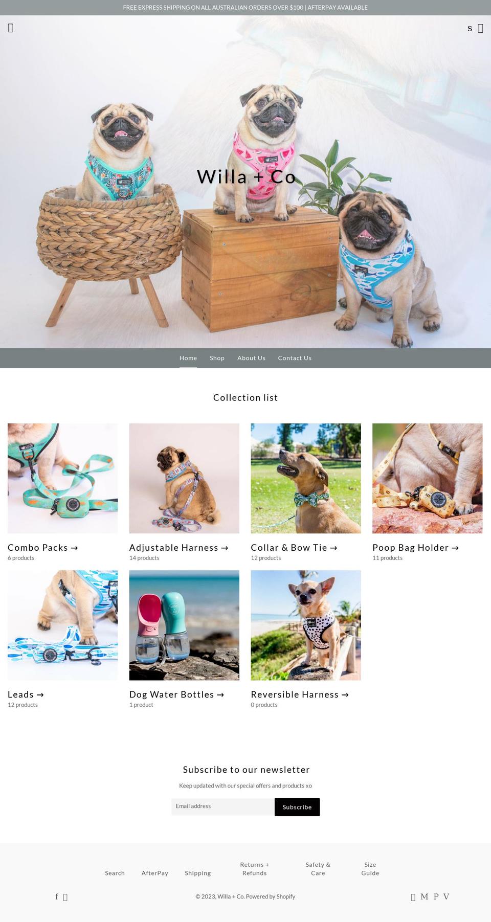 willaandco.com.au shopify website screenshot