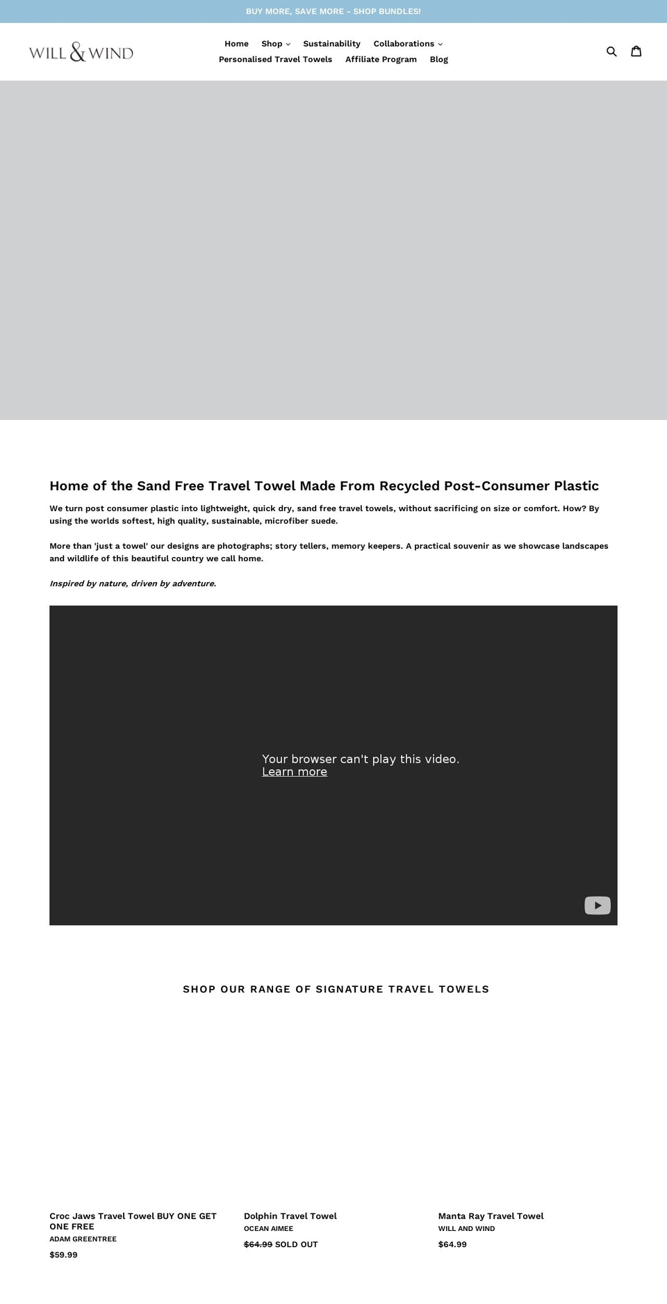 willandwind.com.au shopify website screenshot