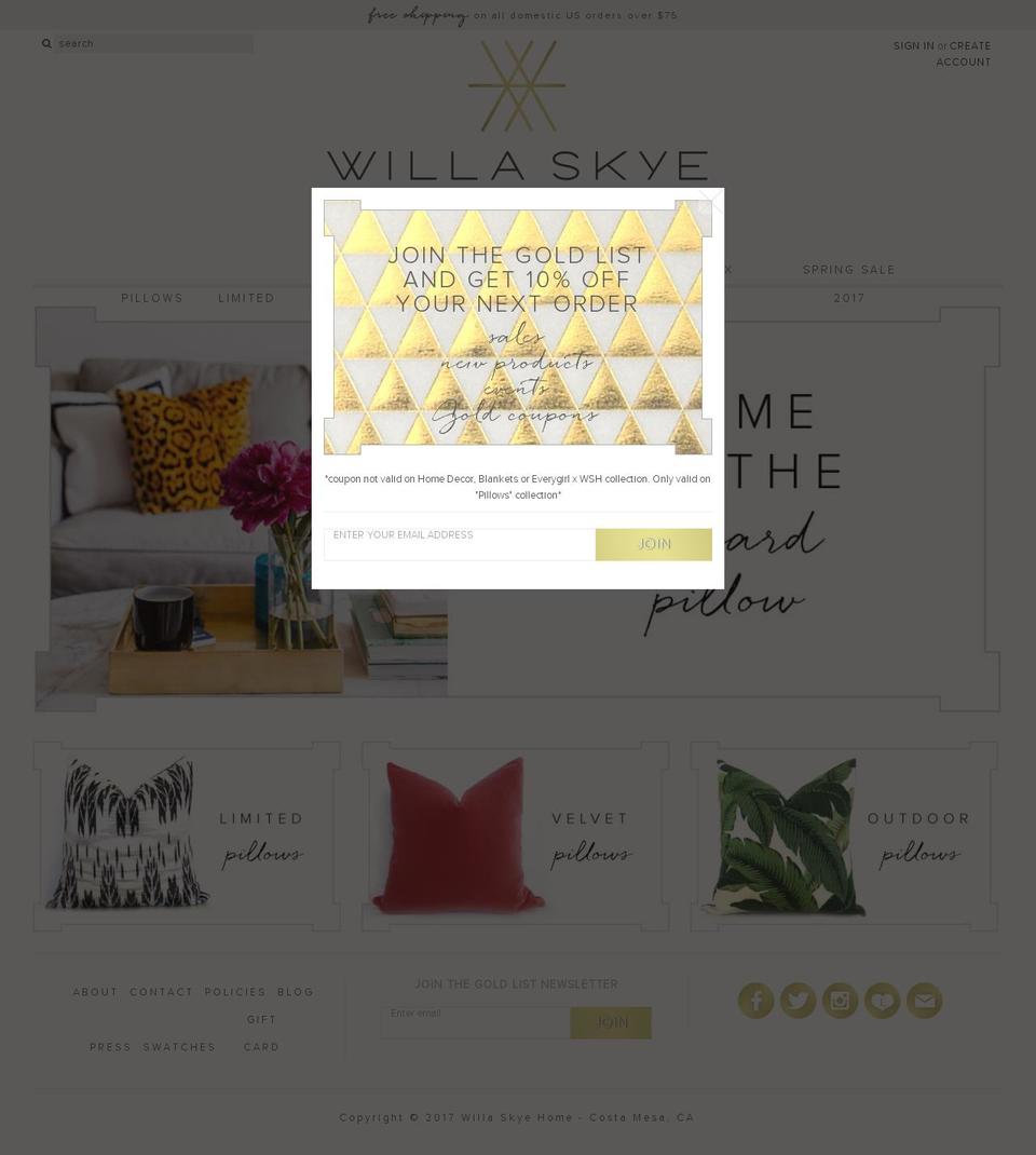 willaskyehome.com shopify website screenshot