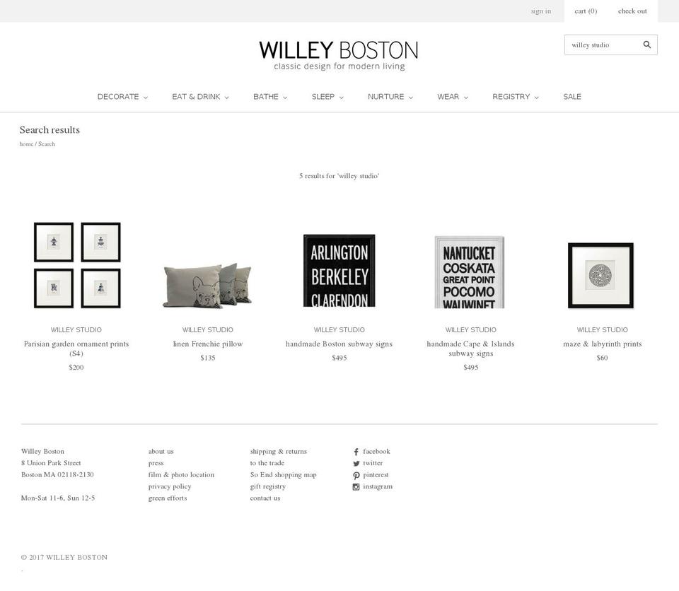 willeystudio.com shopify website screenshot