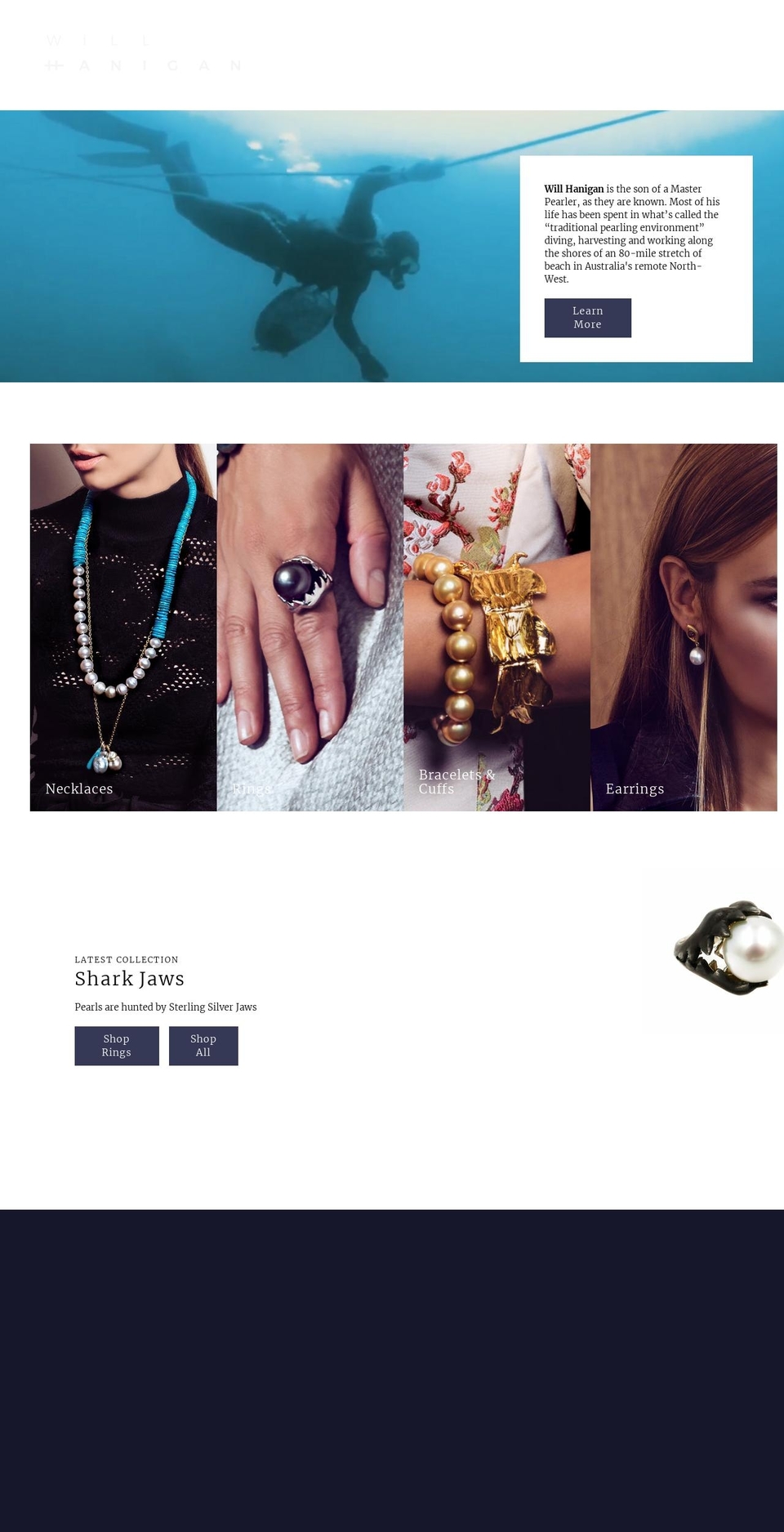willhaniganpearls.com shopify website screenshot