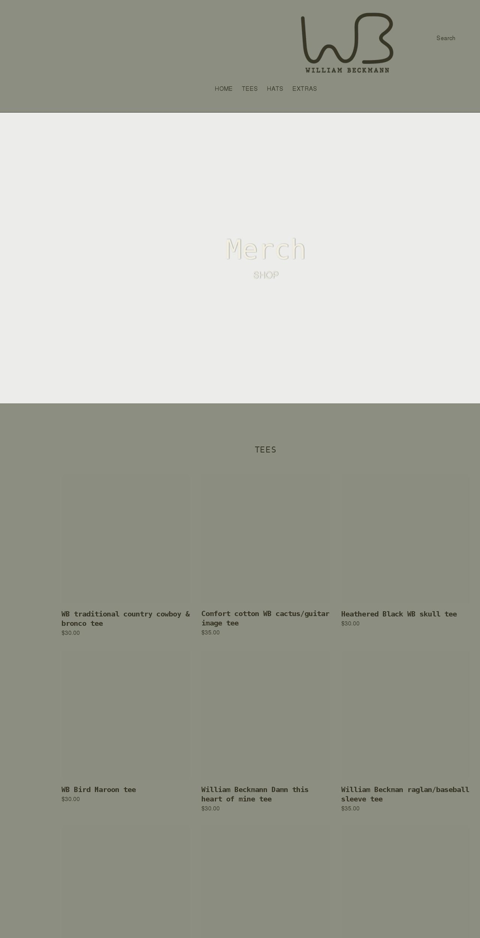 william-beckmann-merch.myshopify.com shopify website screenshot