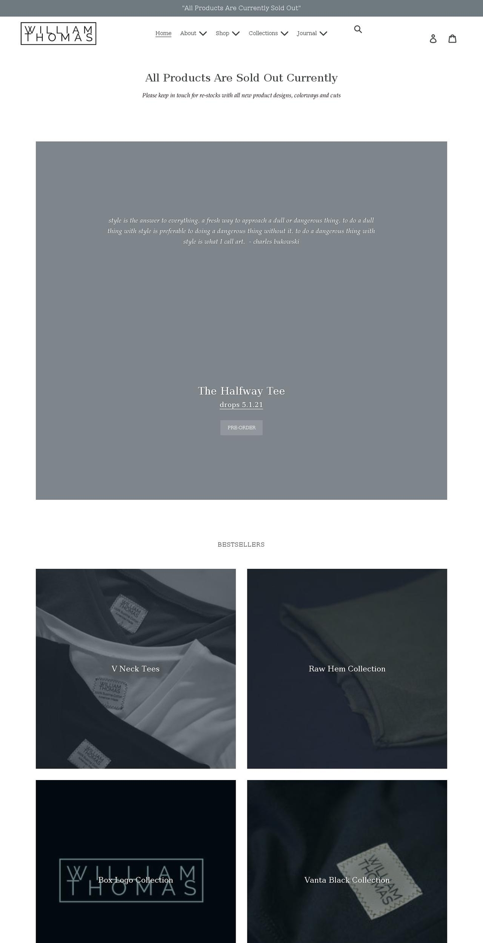 william-thomas.com shopify website screenshot