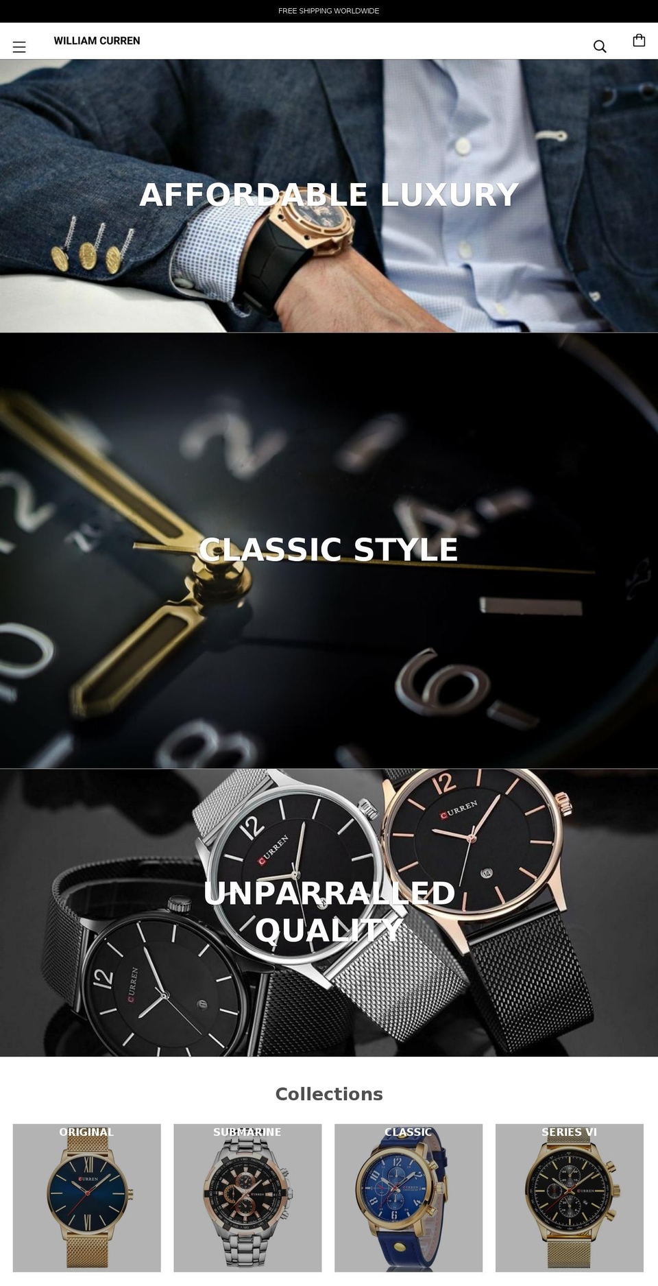 williamcurrenwatches.com shopify website screenshot