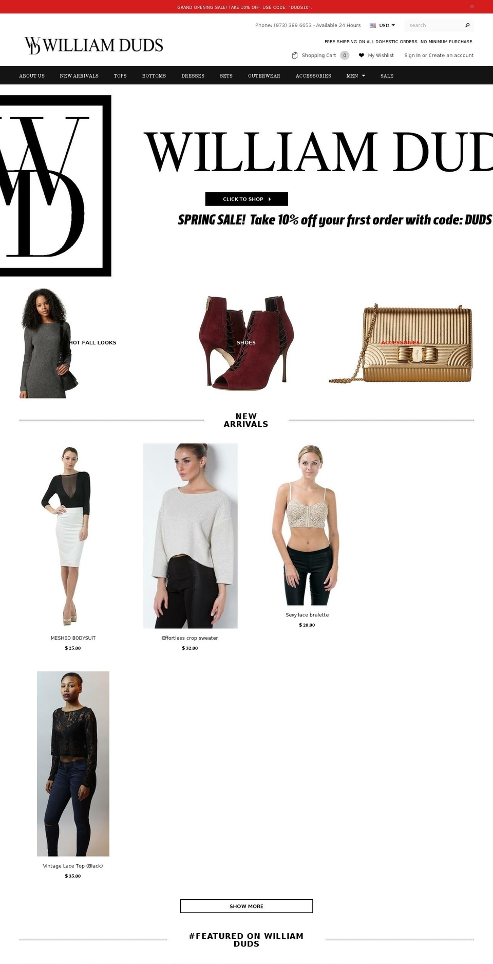 williamduds.com shopify website screenshot