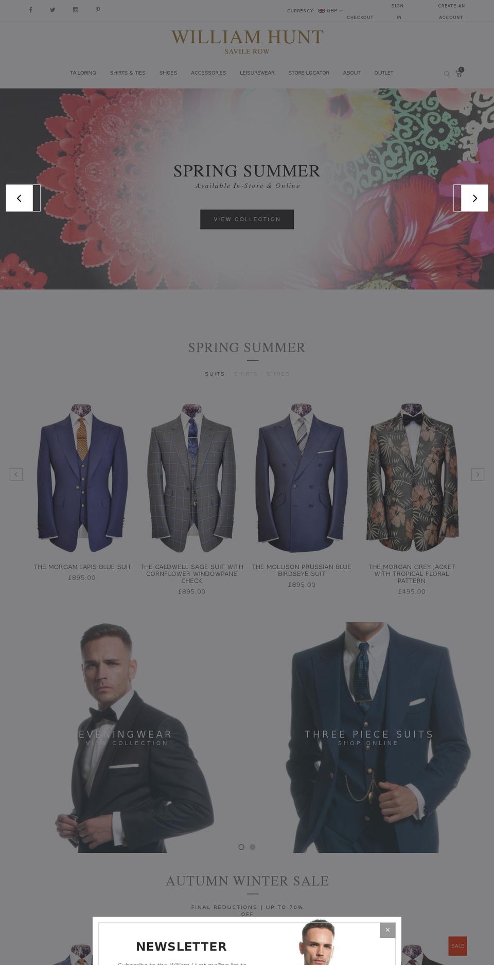 Debut Shopify theme site example williamhunt.co.uk