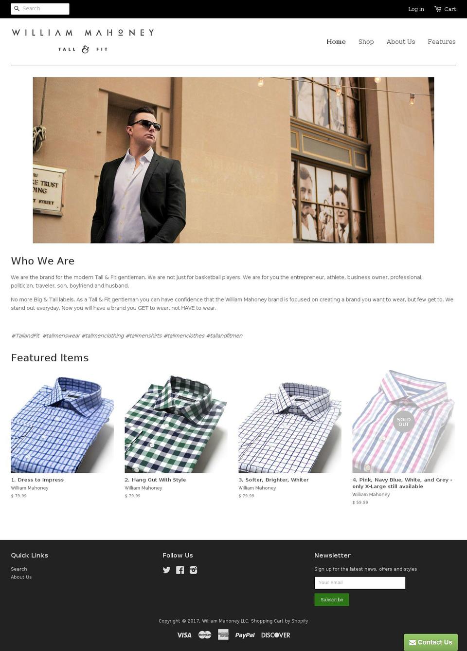 williammahoney.us shopify website screenshot