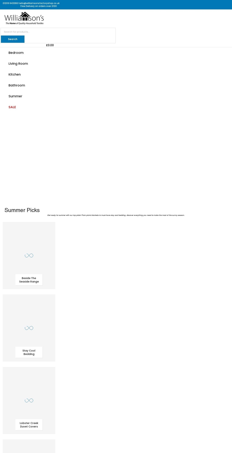 williamsonsfactoryshop.co.uk shopify website screenshot