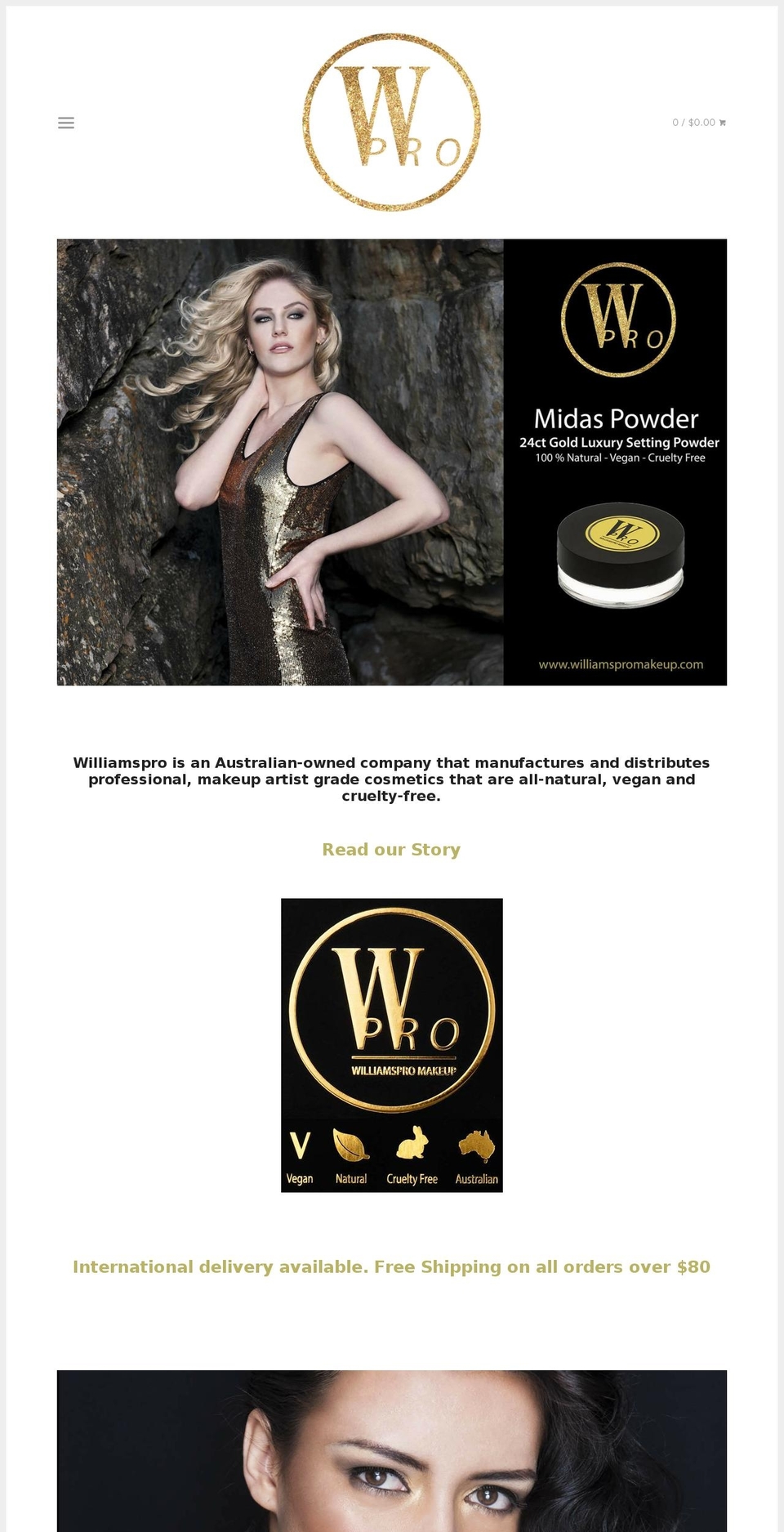 williamspromakeup.com shopify website screenshot