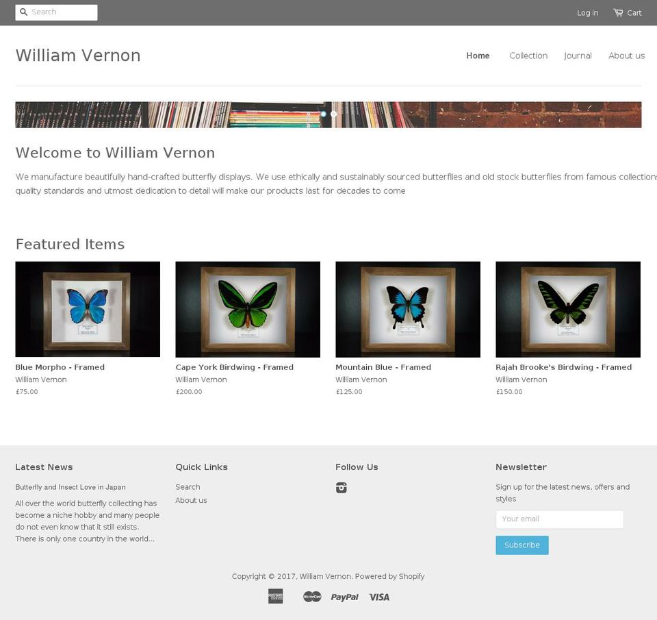williamvernon.com shopify website screenshot