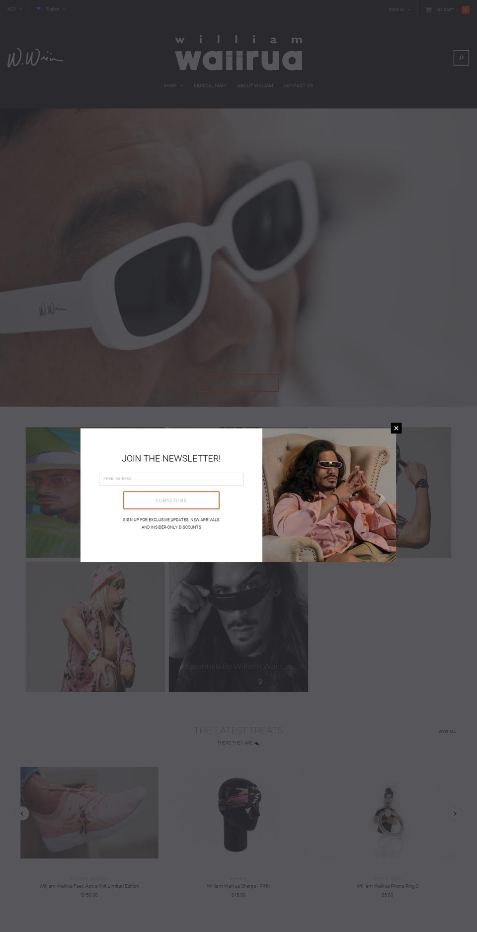 williamwaiirua.co.nz shopify website screenshot