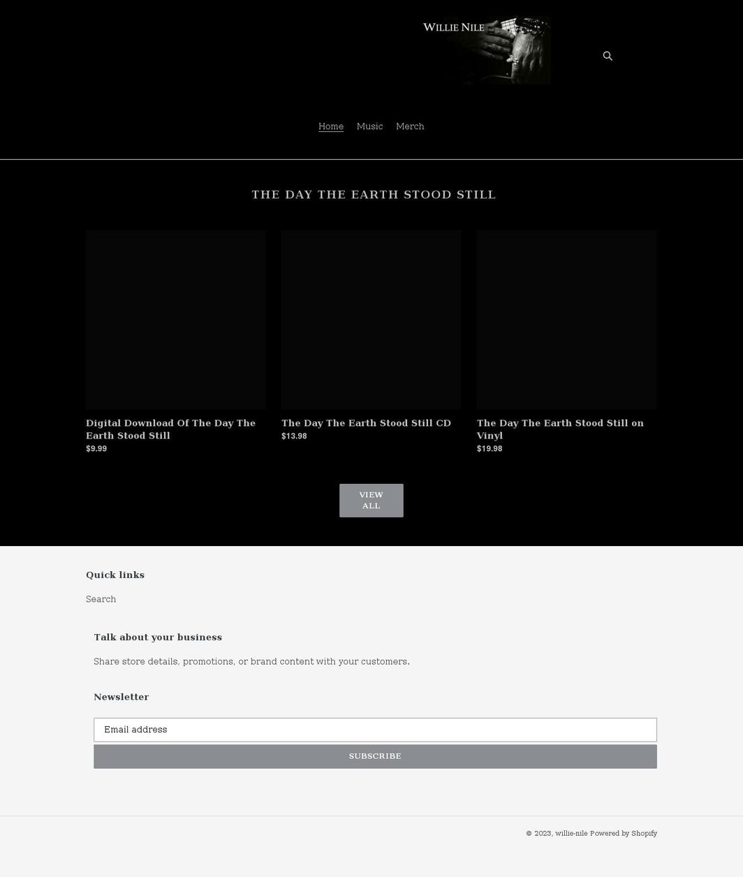 willie-nile.myshopify.com shopify website screenshot