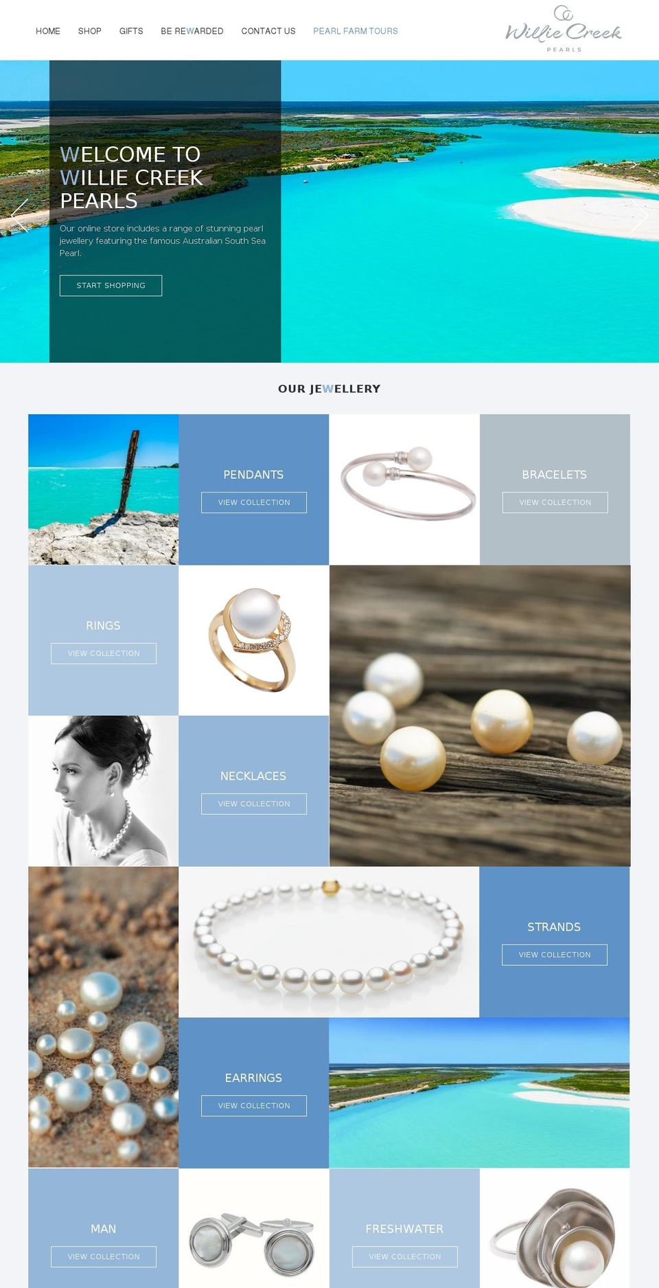 williecreekpearls.com.au shopify website screenshot