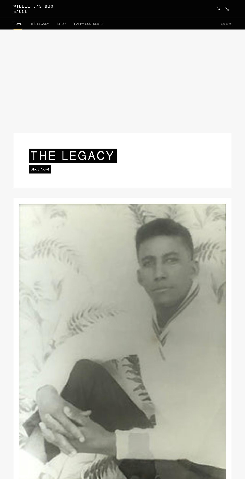 williejsbbqsauce.com shopify website screenshot