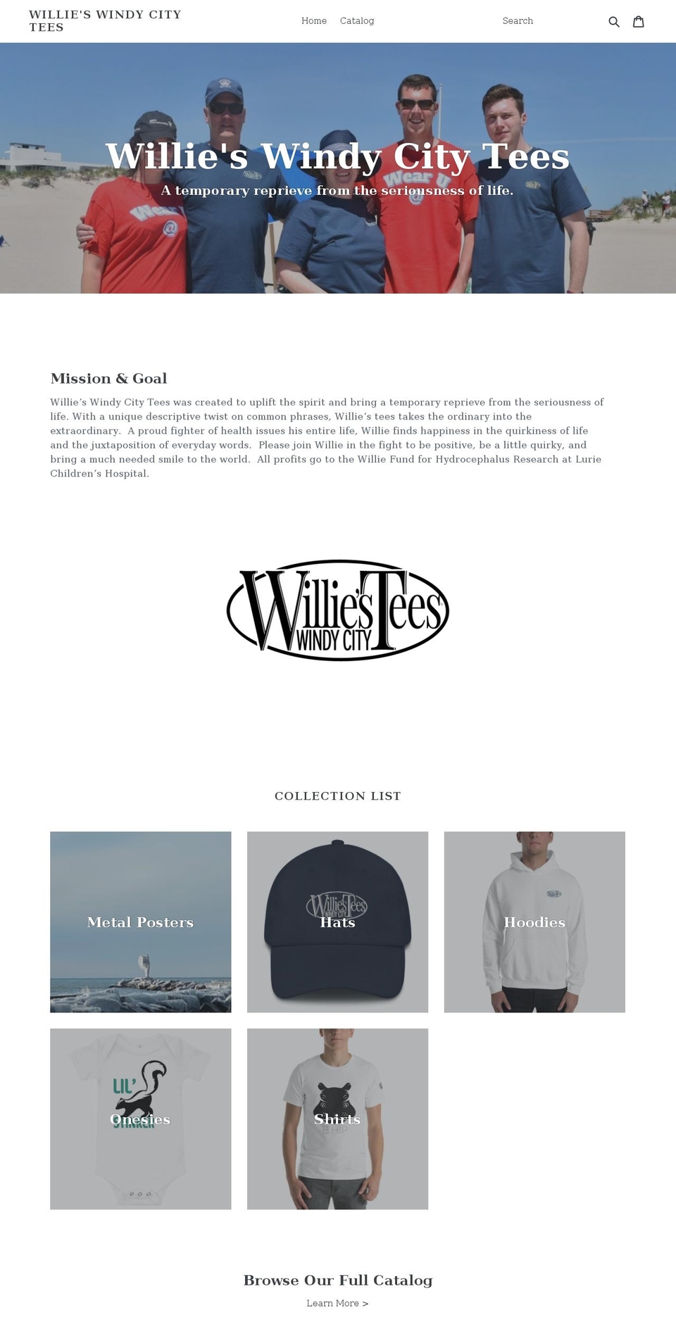 willieswindycitytees.com shopify website screenshot