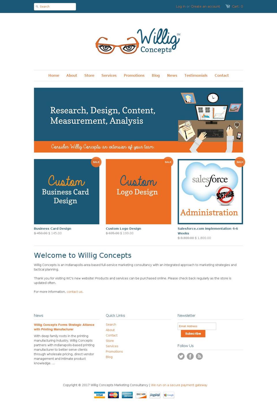 willigconcepts.com shopify website screenshot