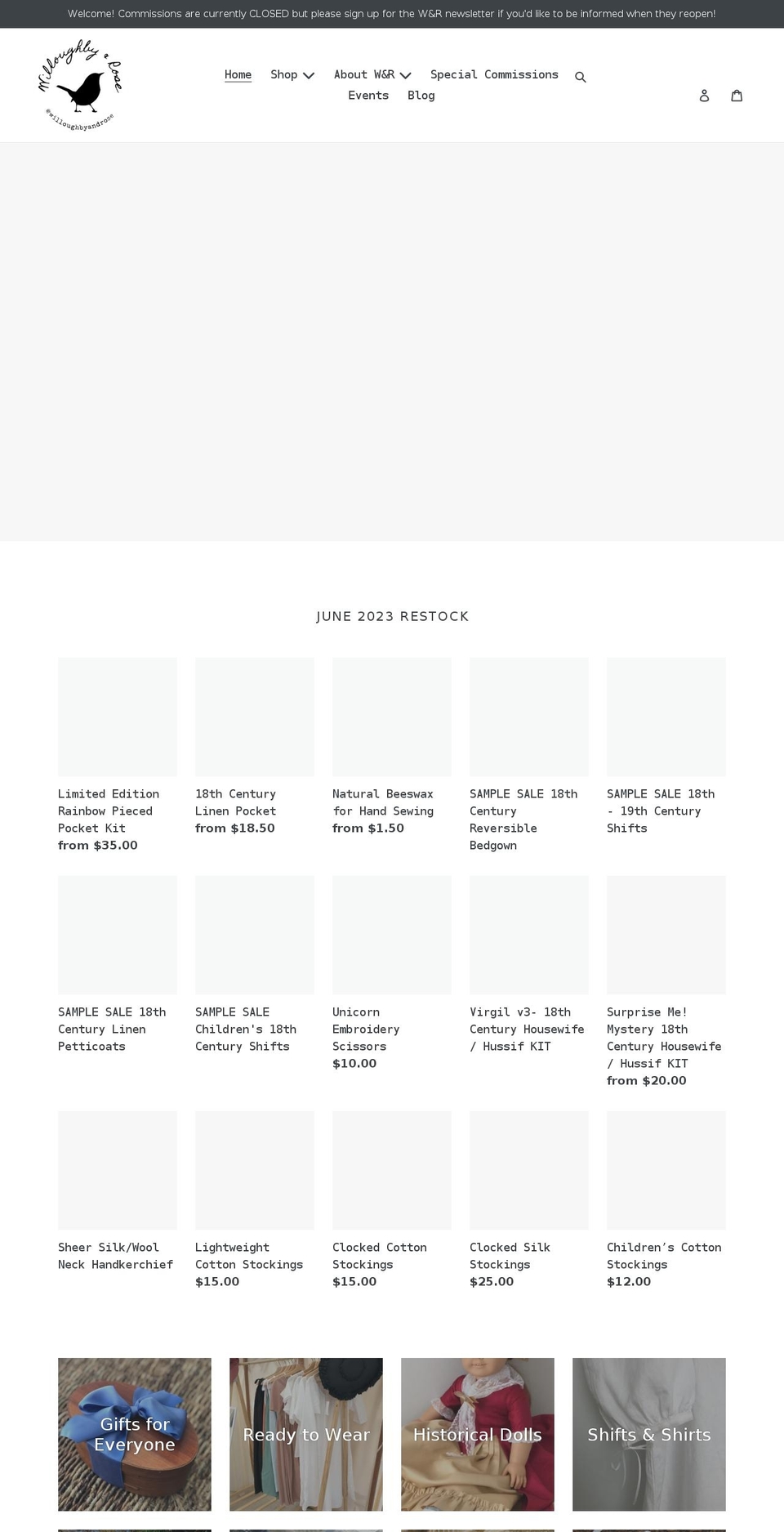 willoughbyandrose.com shopify website screenshot