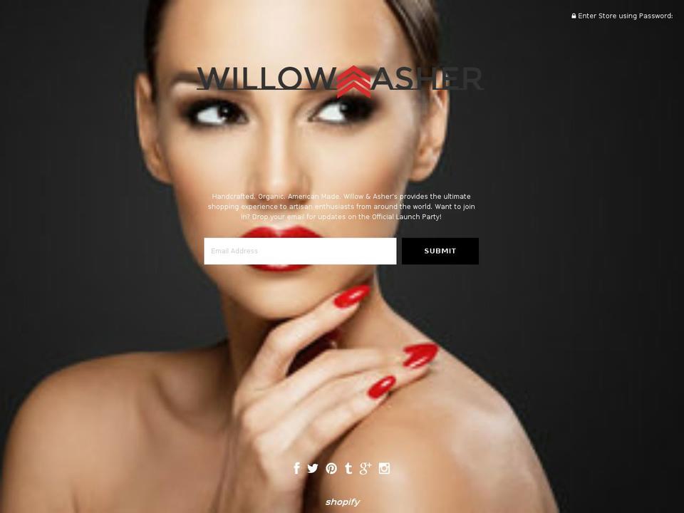 willowandasher.com shopify website screenshot