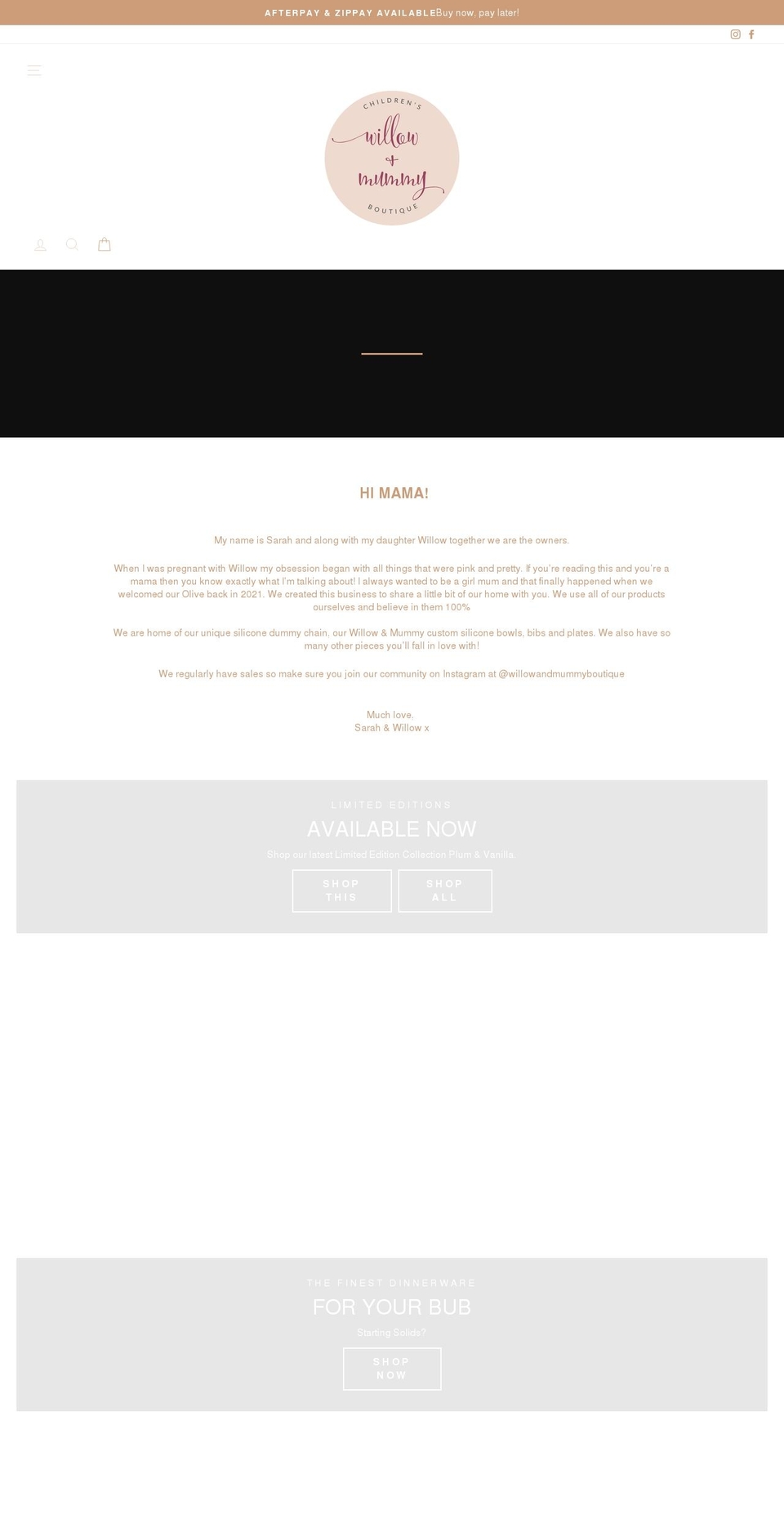 willowandmummy.com.au shopify website screenshot