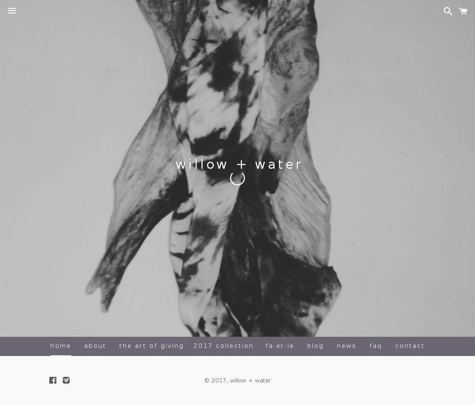 willowandwater.com shopify website screenshot