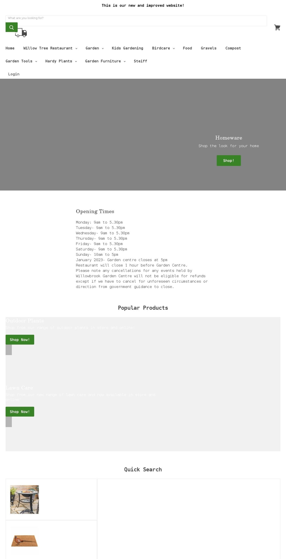 willowbrookgc.co.uk shopify website screenshot