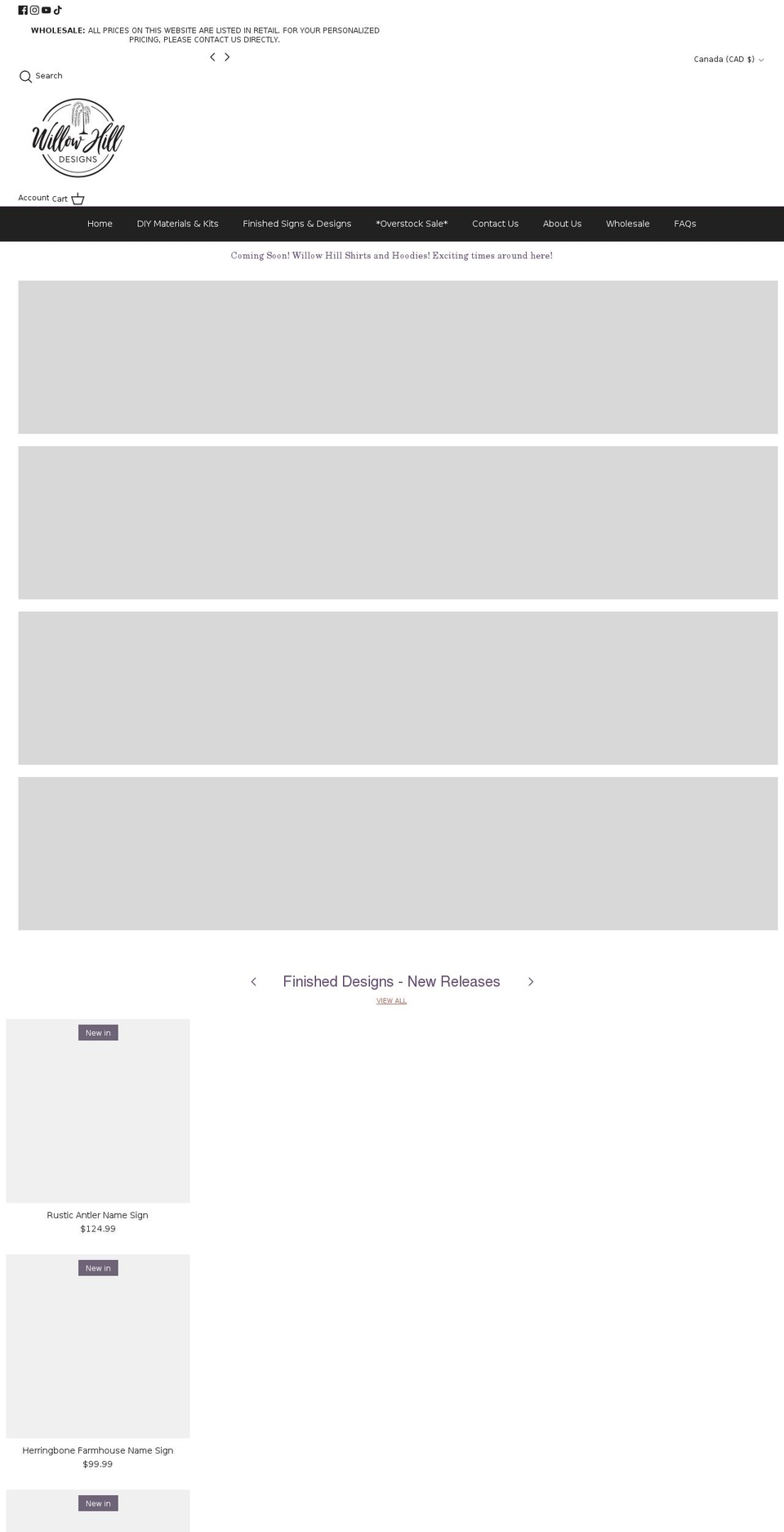 willowhilldesigns.com shopify website screenshot