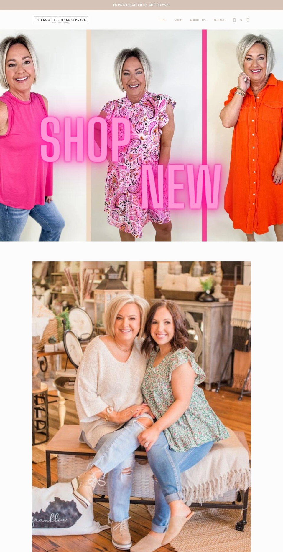 willowhillmarketplace.com shopify website screenshot
