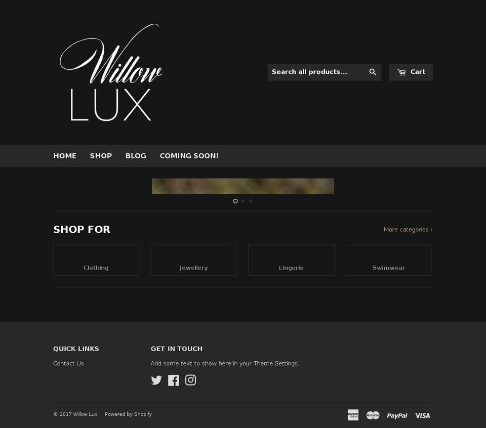 willowlux.com shopify website screenshot