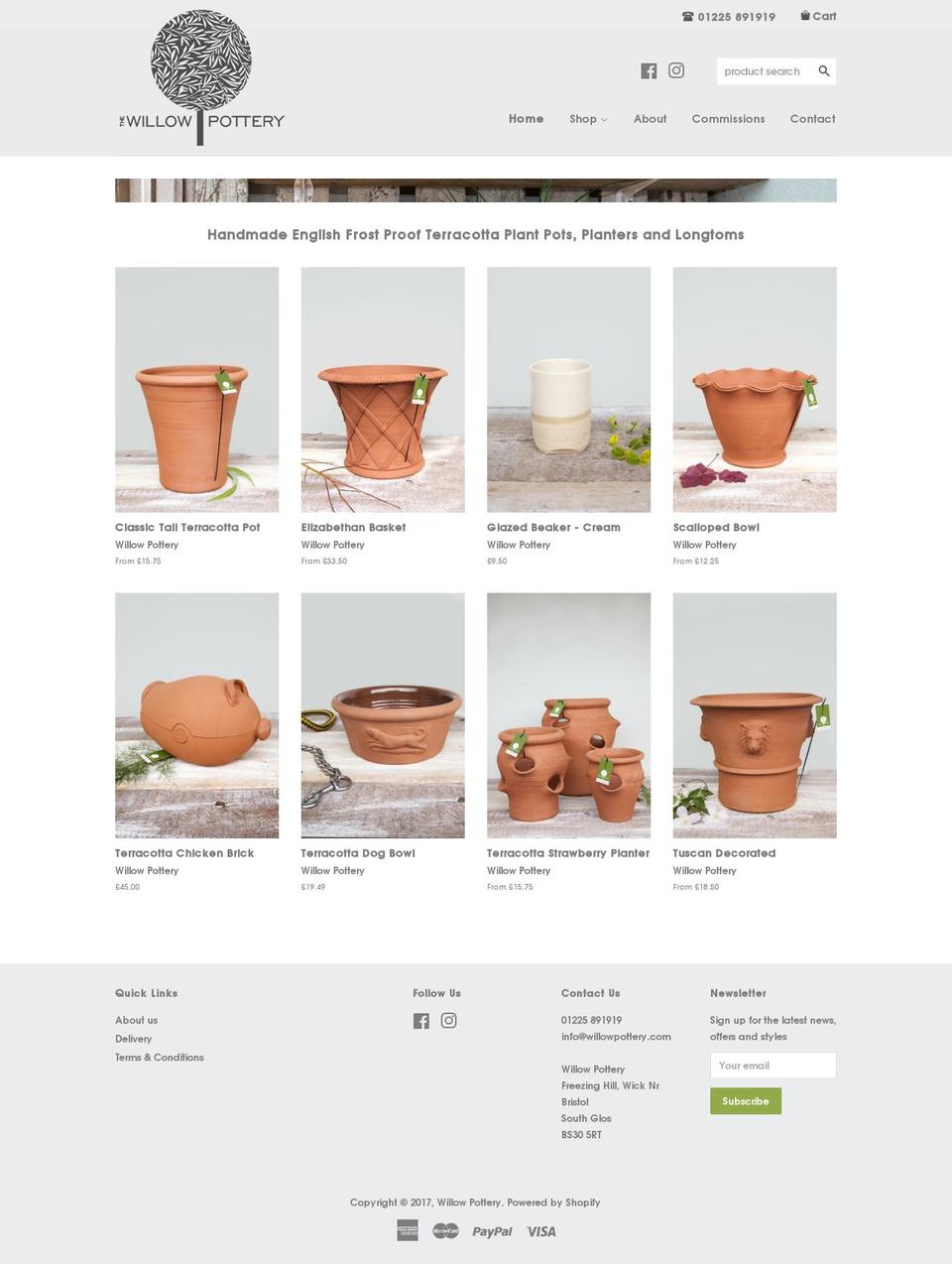 willowpottery.com shopify website screenshot