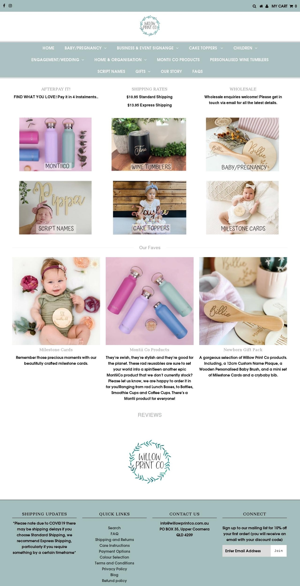 willowprintco.com.au shopify website screenshot