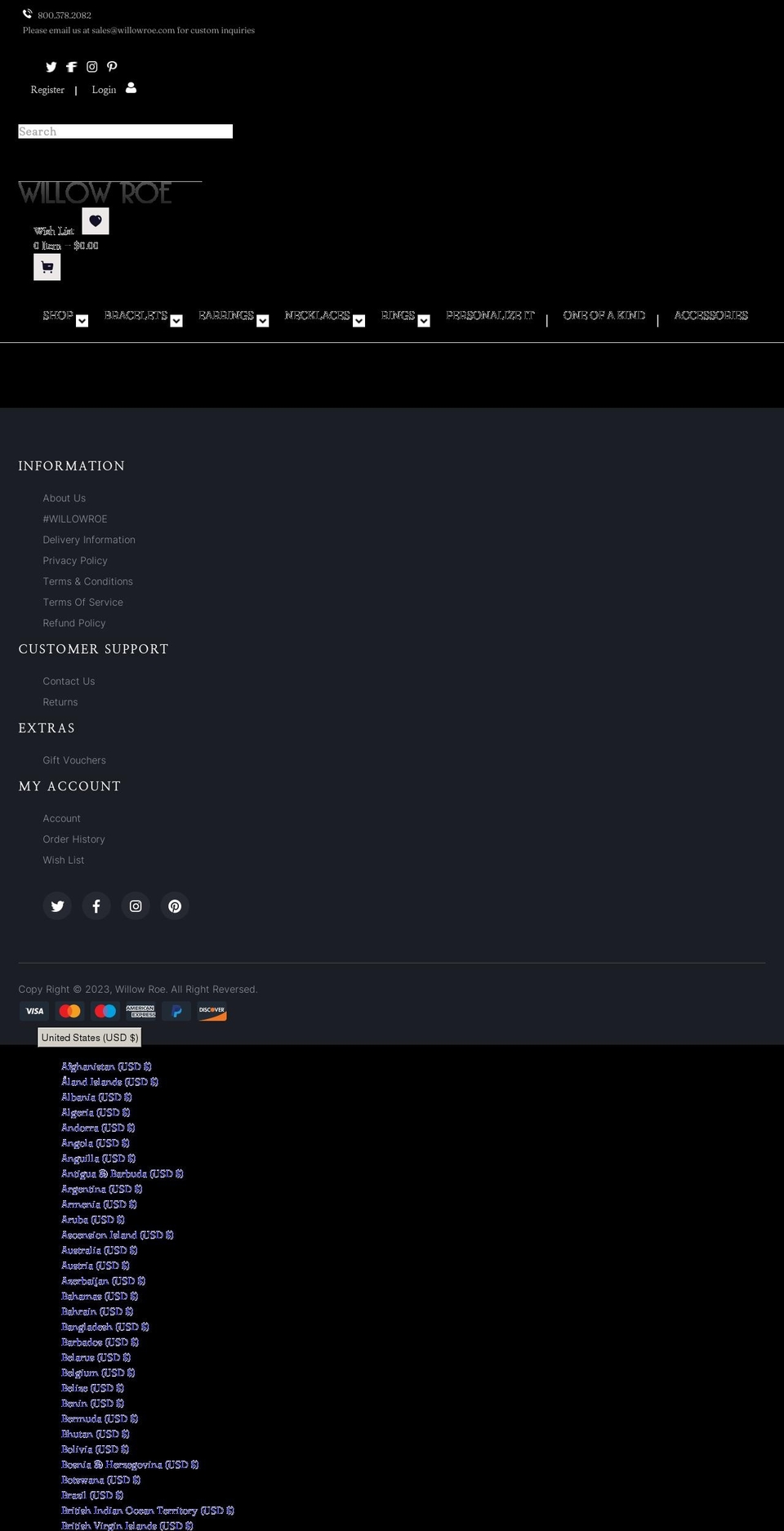 willowroe.com shopify website screenshot