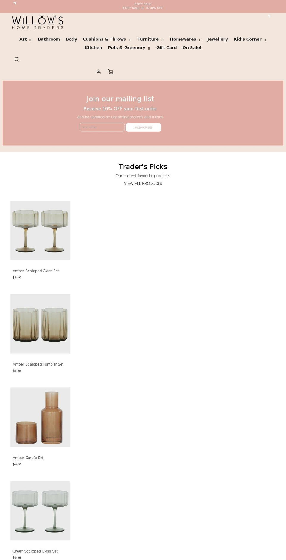 willowshometraders.com.au shopify website screenshot