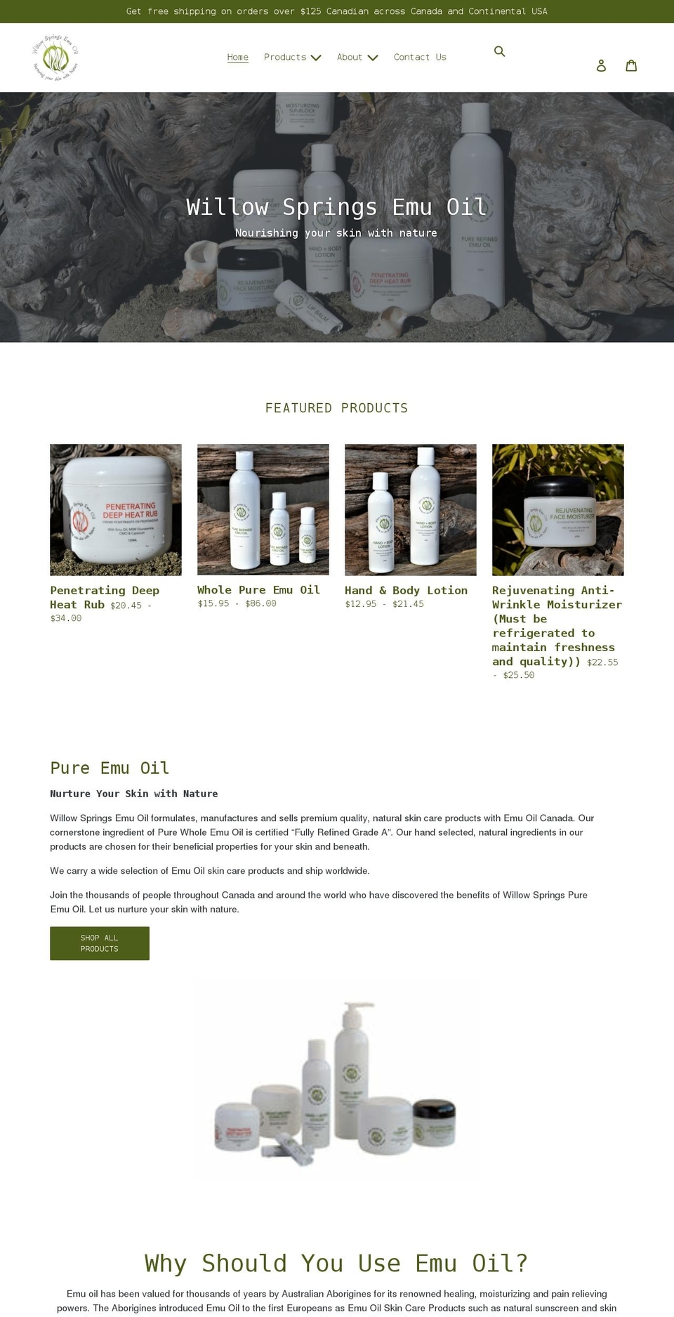 willowspringsemuoil.ca shopify website screenshot