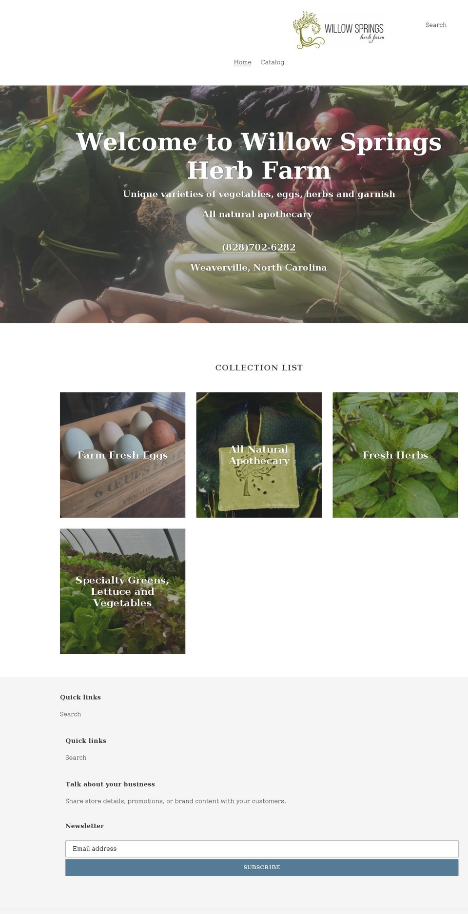 willowspringsherbfarm.com shopify website screenshot