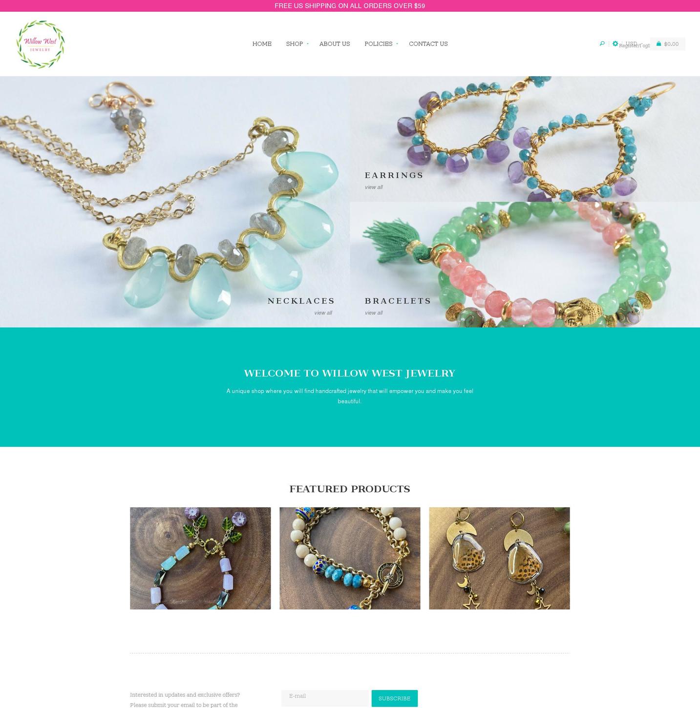 willowwestjewelry.com shopify website screenshot